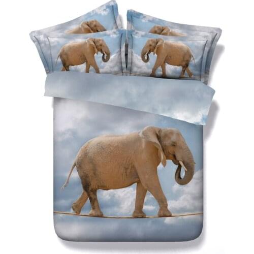 3D Elephant Bedding sets for adults duvet cover bed in a bag sheets bedspread Super King Queen size full twin animal print 4PCS