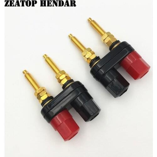 4Pcs Extended Speaker Banana Plugs Binding Post Terminals Connector Banana Socket Dual Female Banana Plug for Speaker Amplifier