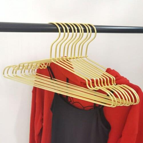 5/10Pcs Clothing Hanger Thicken Golden Aluminum Alloy Hange Anti-Slip Seamless Drying Rack Domestic Space Saving Clothes Rack