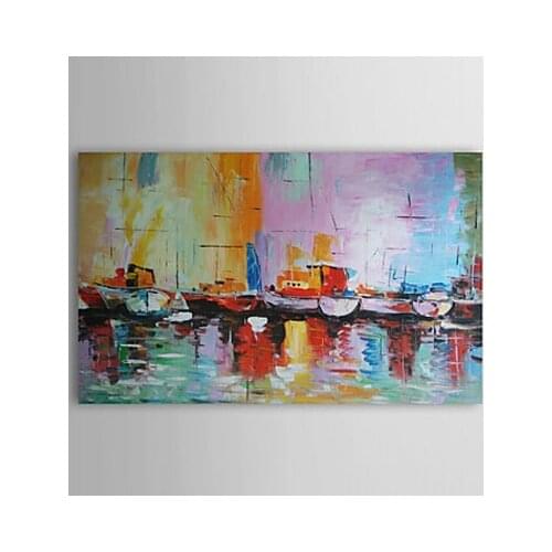 Abstract Oil Paintings Boats on Shoreside Hand-painted Canvas Oil painting on Canvas Wall Pictures for Living Rooms No Frame
