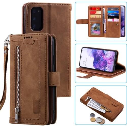 Retro Leather Case For Samsung Galaxy A51 A71 A30S A50 A30 A20 A10 A20E A40 A50S Luxury Card Slot Purse Wallet Case Zipper Cover
