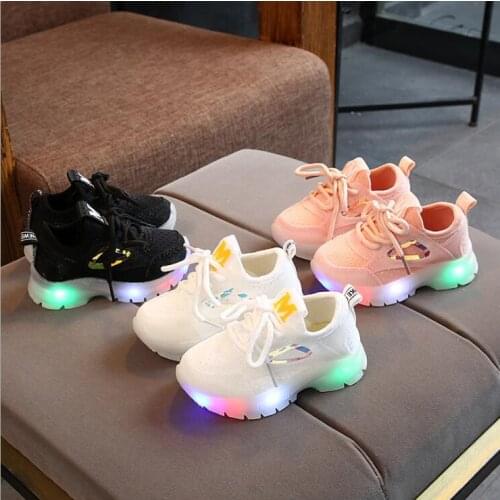 Size 21-30 Children Breathable Glowing Casual Shoes Baby Led Light Up Shoes Luminous Sneakers for Boy and Girl Non-slip Sneakers