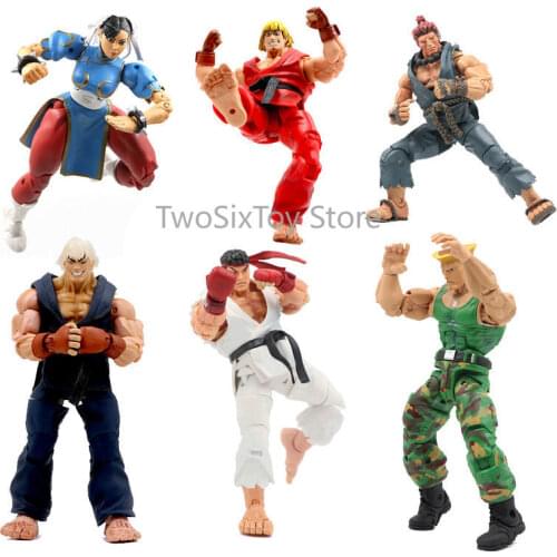 Street Fighter 18cm NECA Classic Game Chun Li Ken Guile Hoshi Ryu Akuma Gouki Action Figure PVC Model Toys For Boys Gift