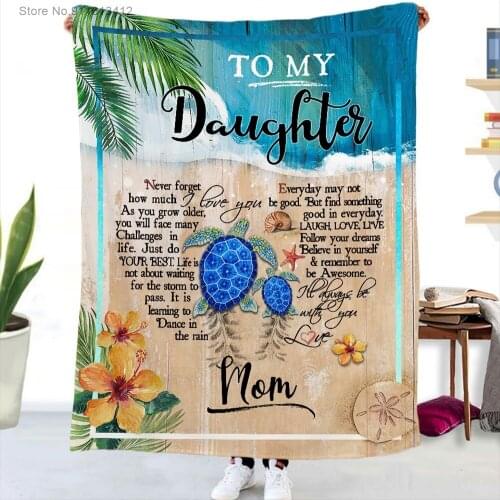 Fleece Blanket to My Daughter Letter Printed Quilts Air Mail Blankets Positive Encourage and Love Gifts Mothers Day Gift
