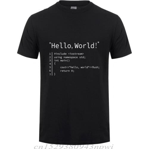 Hello World T-Shirt Funny Birthday Gift For Men Dad Father Husband Boyfriend Geek Team Programmer Short Sleeve Cotton T Shirts