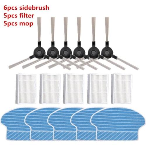 5 pieces hepa filter + 4 side brushes + 3 pieces. Mop robot vacuum cleaner spare parts Hepa filter for Proscenic 780T 790t