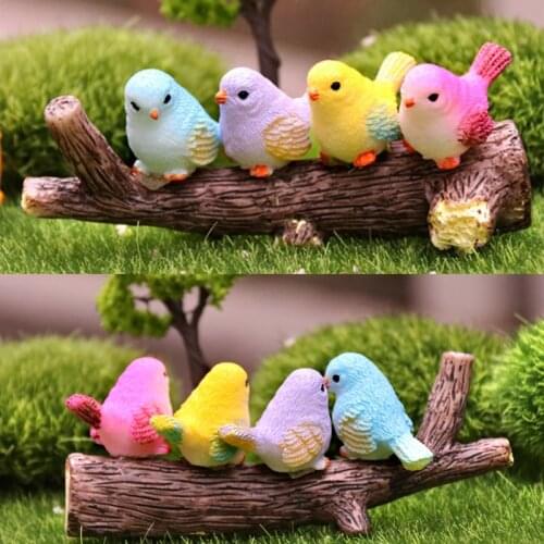 1pcs Artificial Colorful Little Bird figurine Animal Model Home Decor Miniature Fairy Garden Decoration Accessories Modern