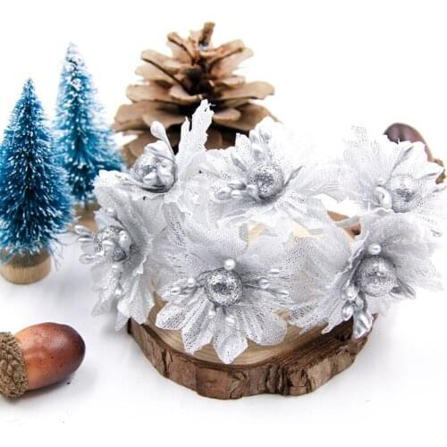 Artificial Flower Gold Silver Pearl Stamen Sakura Wedding Party Decoration Accessories Fleurs Clip Art DIY Craft Supplies