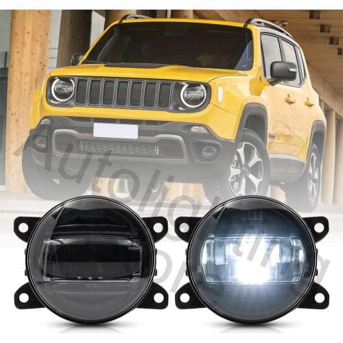 2X LED 10W High Power Smoked Lens Xenon White Driving Fog Light Kit For Jeep Renegade 15-21 Cherokee KL 14-18 Jeep Compass 17-21