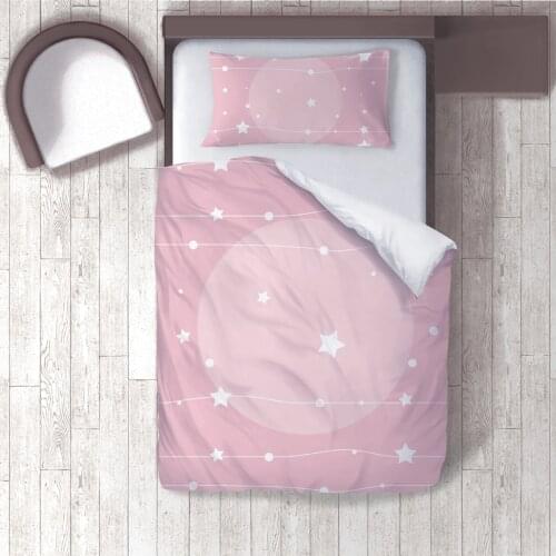 Duvet Cover Set Bedding Set Pillow Case for Baby and Kids Room 3D Printed Stars and Space Light Pink Model 042