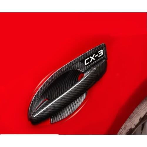 KOUVI ABS carbon fiber outside door handle Door bowl decorative cover car accessories for Mazda CX-3 CX 3 CX3 2015-2018