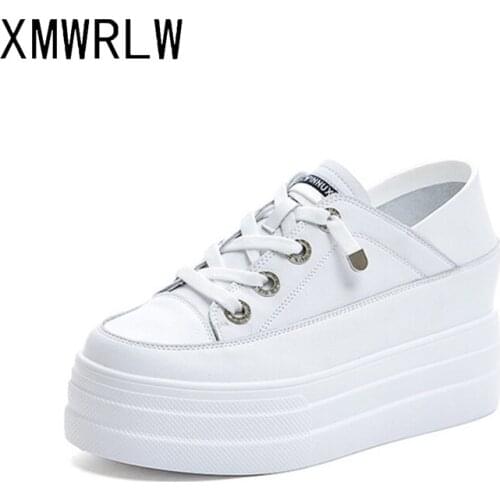 XMWRLW Genuine Leather White Sneakers For Women Spring Autumn Shoes Casual Hidden Heel Ladies Sneakers 2021 Woman Autumn Shoes