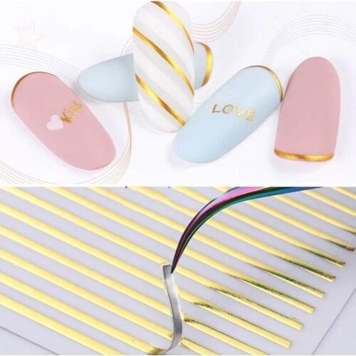 9x8cm Laser Nail Sticker Stripe Lines Tape 3D Adhesive Decoration DIY Decal
