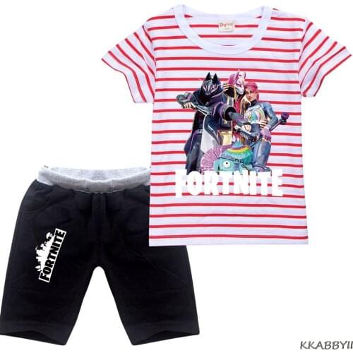 FORTNITE Summer Boys Girl Clothes Children Clothing Sets for Kids T-Shirt Shorts 2PCS Outfits Cotton Casual Clothes