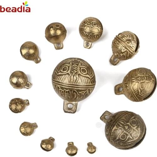 New Arrival Multi Size&Quantity Copper Tiger Head Vintage Copper Bells Charms Pendants jewelry findings for DIY fashion necklace