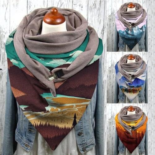 Fashion Winter Warm Unisex Scarf Creative Printing Button Soft Wrap Casual Scarves Shawls Foulard Femme Scarf Women Шарф Бандана