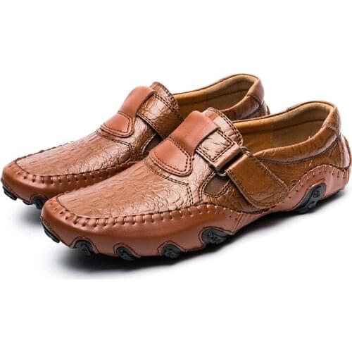 Men Genuine Leather Cowhide Casual Shoes Flats Driving Handmade Loafers Fashion Moccasins Designer Comfortable Leisure Luxury