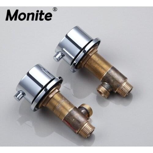 Monite Bathroom Faucet Accessories Control Valve Rotatable Handle Chrome Brass Double Handle Deck Mount CC