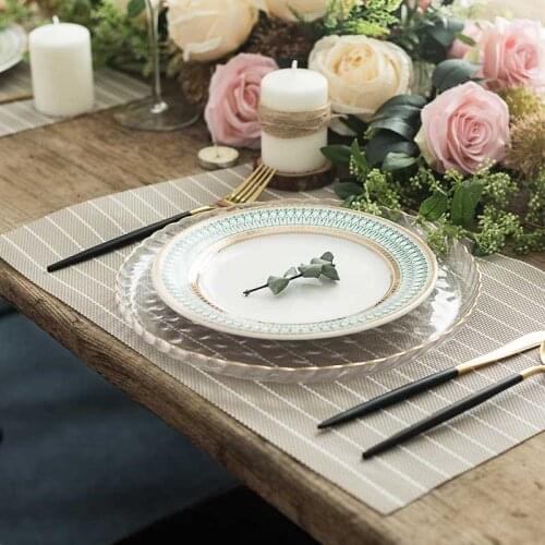 Bone China Tableware Set Gold Rimmed Pattern Plate Retro Steak Dish Ceramic Dinner Tool 8inch Wedding Party Western Food Tray