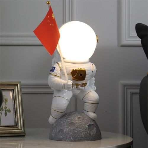 Nordic Childrens Room Cartoon Astronaut Table Lamps Boy Girl Room Bedroom Bedside Home Decor Fixture Living Room Table Lights