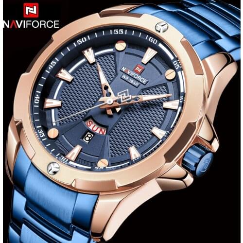 NAVIFORCE Fashion Blue Business Quartz Man Watches Military Sport Waterproof Wristwatch Day Display Male Clock Relogio Masculino