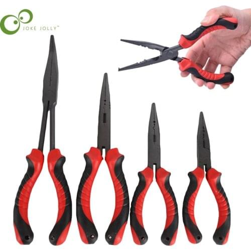 Fishing Pliers Long Nose Needle Nose Pliers Grip Split Ring Pliers Hook Remover Crimper 6 / 7 / 9 / 11 inch GYH