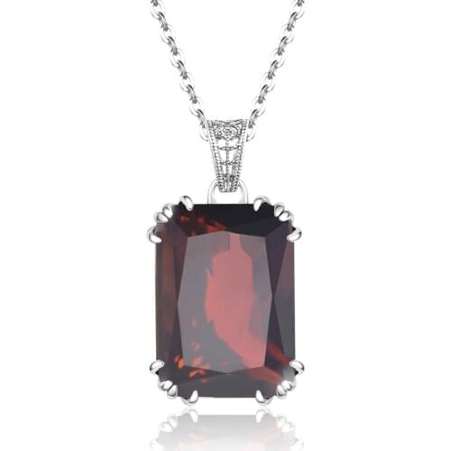 100% Real 925 Sterling Silver Fine Jewelry Necklace Square Garnet Classic Slide Pendants For Women Accessories Silver 925 Gifts