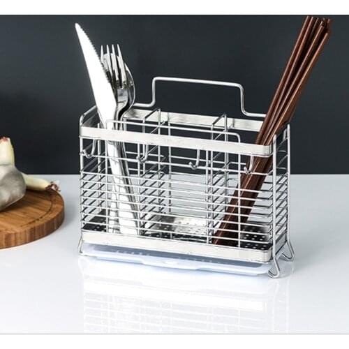 Kitchen Hanging Stainless Steel Chopsticks Spoons Fork Cutlery Holder Organizer Rack Drainer Storage