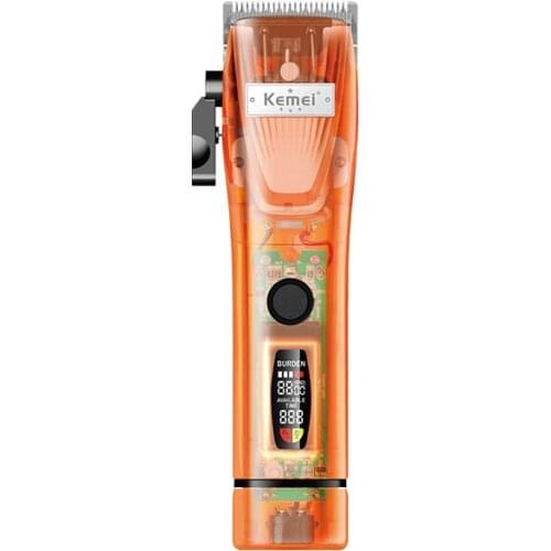 Transparent Usb Charging Hair Clippers Kemei Km-Tm2860pg Digital Power Display Professional Barber Trimmer