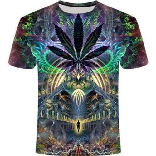 Psychedelic flower 3d printing T-shirt mens and womens clothing colorful space galaxy series clothing short-sleeved summer 202