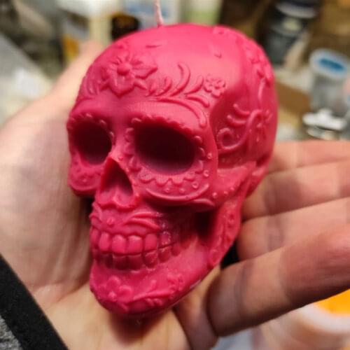 Romantic Lace Embossed Skull Silicone Candle Mold for DIY Handmade Aromatherapy Candle Plaster Ornaments Soap Mould Handicrafts
