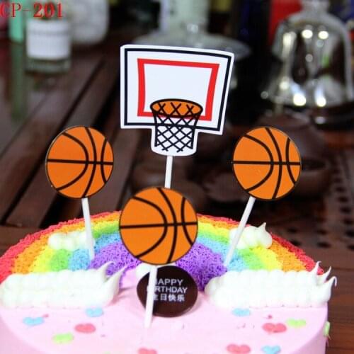 Sports Football Basketball Cake Topper Decoration Happy Birthday Flags for Love Family Birthday Party Baking Decoration Supplies