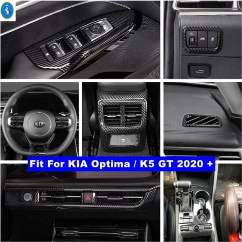 Carbon Fiber Look Interior Refit Kit Lift Button / Head Lamps / Air AC / Gear Box Cover Trim For KIA Optima / K5 GT 2020 2021