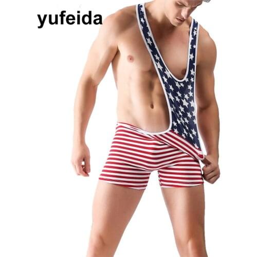 Yufeida Mens Undershirts Sexy Bodysuit Leotard Wrestling Singlet Underwear Vest Jumpsuits Male Gay Dance Clubwear Boxers Pouch