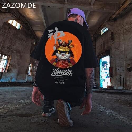 ZAZOMDE Summer Tide Brand T-shirt Male Chinese Style Loose Tee Streetwear Men Hip hop Couple T shirt Summer Clothes Oversized