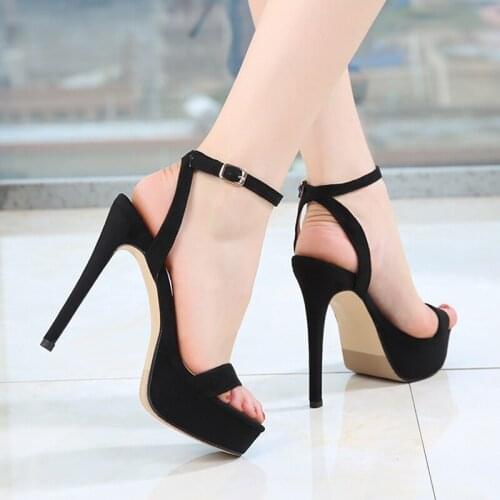 Womens sandals 2021 new super high heel waterproof platform with stiletto heel fashion model catwalk shoes 12.5CM
