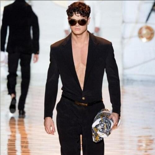 M-6xl Spring And Summer Tide Men Overalls Catwalk Show Personality Trend Siamese Pants Loose Youth Jumpsuit Plus Size Costumes