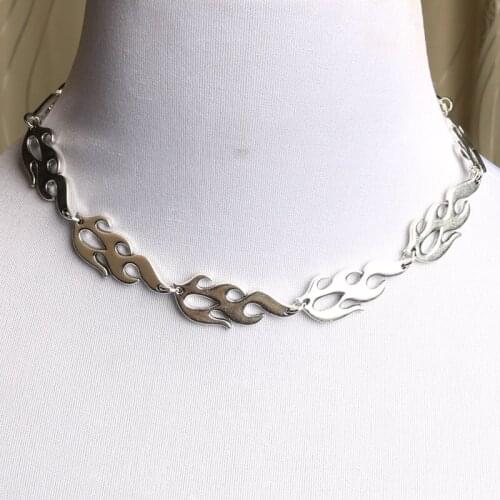 Harajuku Streetwear flame Unisex Choker Necklace Hip-hop Gothic Punk Style Flame Necklace Gifts