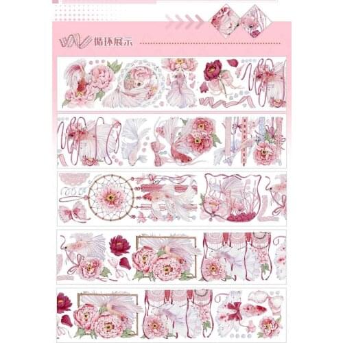 1 Loop Cute Washi Rich Fish Flower Goldfish Pet Mood Tape 100cm