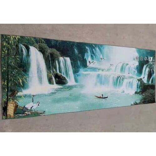 160x60cm / Chinese silk embroidery landscape painting - Beautiful Chinese Landscape Scenery Waterfall and Cranes