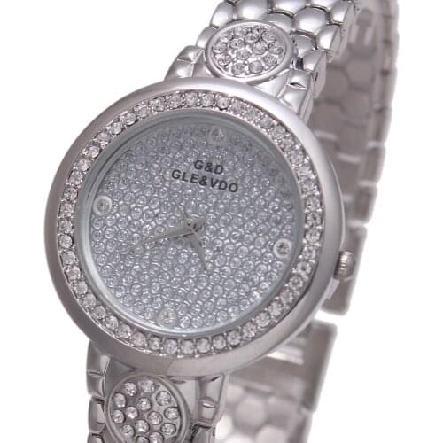 2017 Luxury Brand New G&D Women Quartz Wristwatch Stainless Steel Silver Women' Dress Watch Ladys Bracelet Watch Relojes Mujer