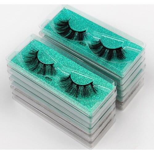 3d natural false eyelashes set fake mink hair cotton thread stem 10/20 pairs boxed eyelashes