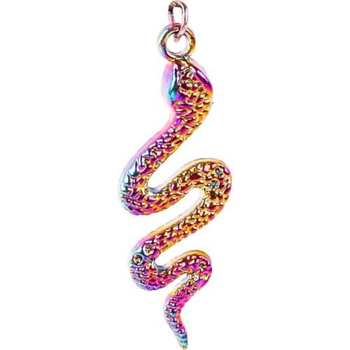 5pcs/lot Rainbow Color zinc Alloy Snake Charms Animal Snake Viper Cobra Pendant fit Necklace Bracelet Women Men Pendant Collar