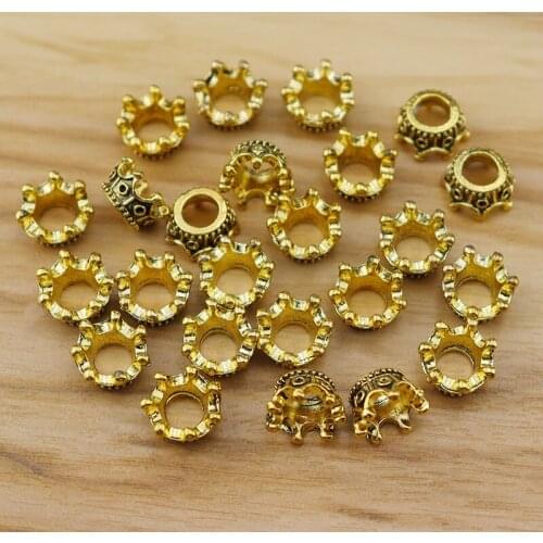 50 Pieces Crown Charms Antique Gold Pendants for Bracelet Necklaces Earrings DIY Jewelry Making Accessories