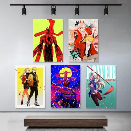 Bedroom Decor Home Modern Modular Anime Character Canvas Picture Chain Saw Man Painting Cartoon Posters Wall Art HD Frame Prints