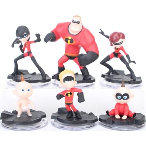 Disney Toys 6pcs/lot 3-10Cm The Incredibles 2 Super man Dash Parr Jack Parr Elastigirl PVC Action Figure Model Toys