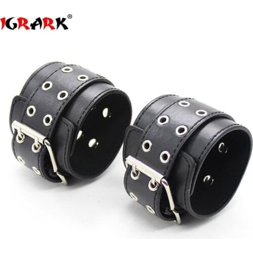 Double Row Button Metal Handcuff Ankle Cuff BDSM Bondage Sex Toy Restraints Sex Bondage Women Exotic Lingerie