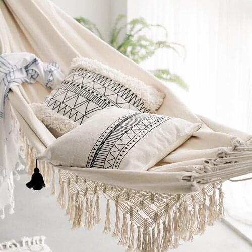 Double Deluxe Hammock Swing Net Chair indoor hanging chair hammock swings Large Brazilian Macrame Fringe