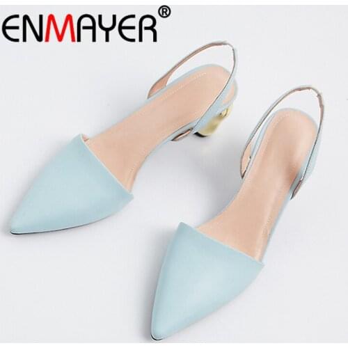 ENMAYER Synthetic Pointed Toe Casual Tacones Mujer Woman Shoes Sandles Women Big Girl Shoes Size 34-39 ZYL2746