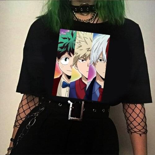 Anime My Hero Academia T Shirt Kawaii Bakugou Todoroki Deku Short Sleeve T-Shirt Tops Male